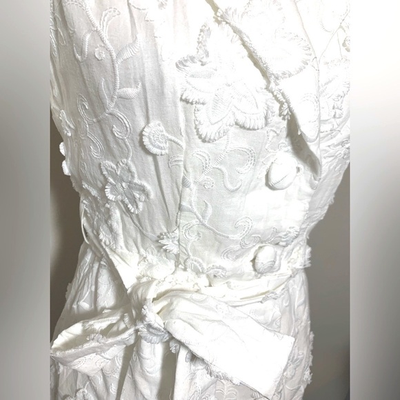 NWT Mable May Textured Embroidered Button Down White Dress Women XS to Small - Picture 7 of 13